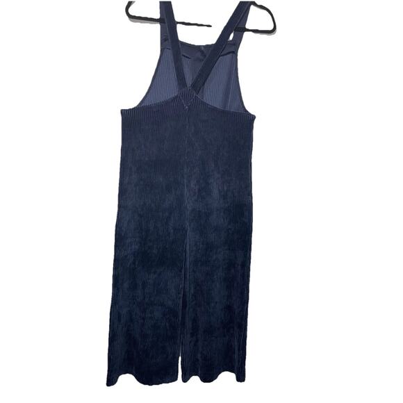 MADEWELL Corduroy Navy Blue Sleeveless Wide-Leg Jumpsuit Sz XS Cropped - Picture 2 of 9